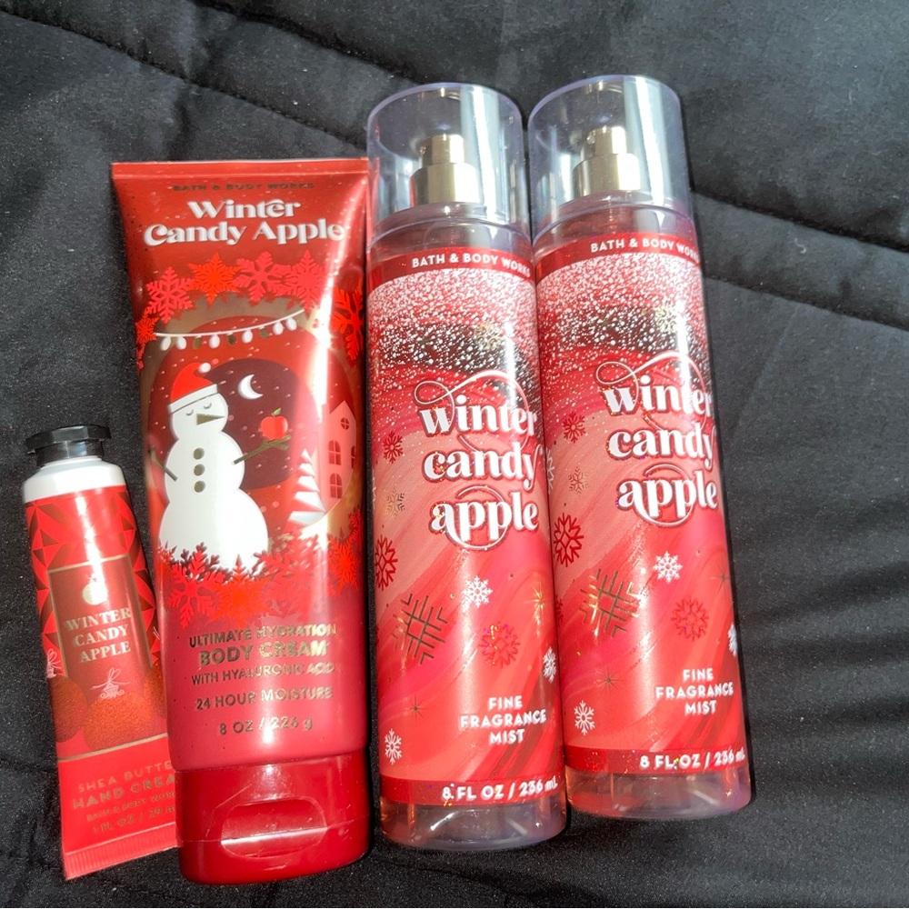 Bath & Body Works Winter Candy Apple Collection - Red and White